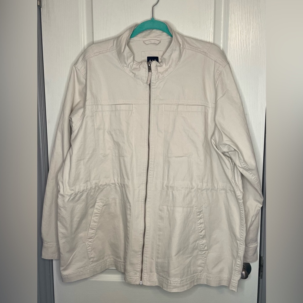 GAP Cream Utility Jacket with Stand-Up Collar